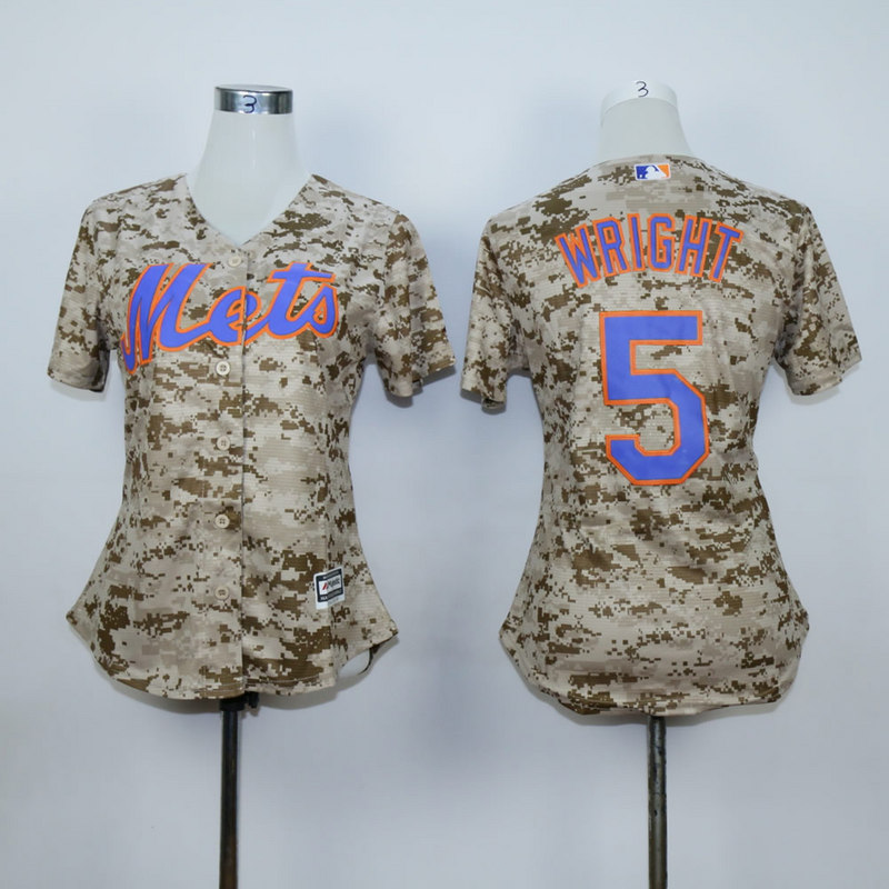 Women New York Mets #5 Wright Camo MLB Jerseys->women mlb jersey->Women Jersey